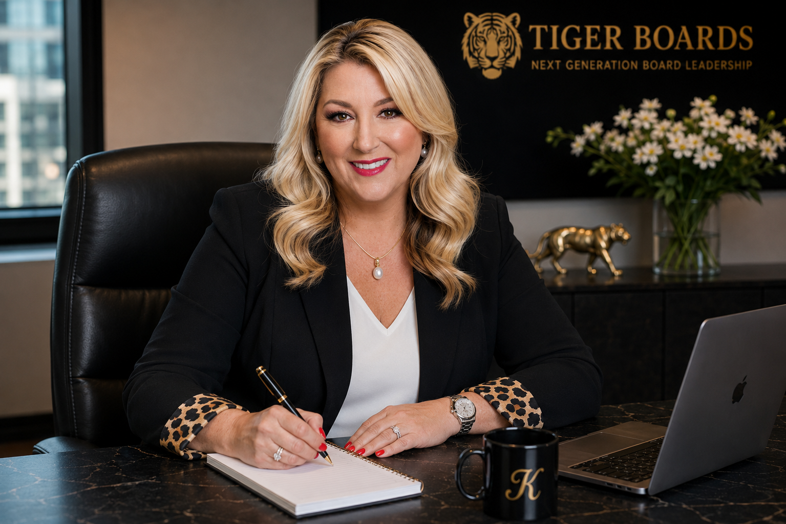 Kylie Hammond at her desk